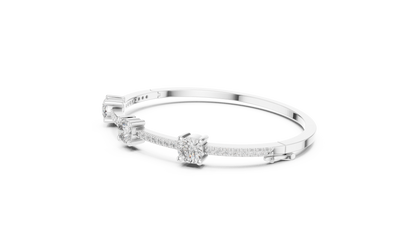 RKC 925 સ્ટર્લિંગ સિલ્વર 0.39Ct મોઈસાનાઈટ મહિલા બ્રેસલેટ 14K યલો ગોલ્ડ પ્લેટેડ Wt 11.50gm