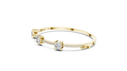RKC 925 સ્ટર્લિંગ સિલ્વર 0.39Ct મોઈસાનાઈટ મહિલા બ્રેસલેટ 14K યલો ગોલ્ડ પ્લેટેડ Wt 11.50gm