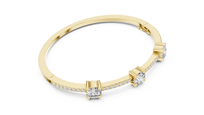 RKC 925 સ્ટર્લિંગ સિલ્વર 0.39Ct મોઈસાનાઈટ મહિલા બ્રેસલેટ 14K યલો ગોલ્ડ પ્લેટેડ Wt 11.50gm