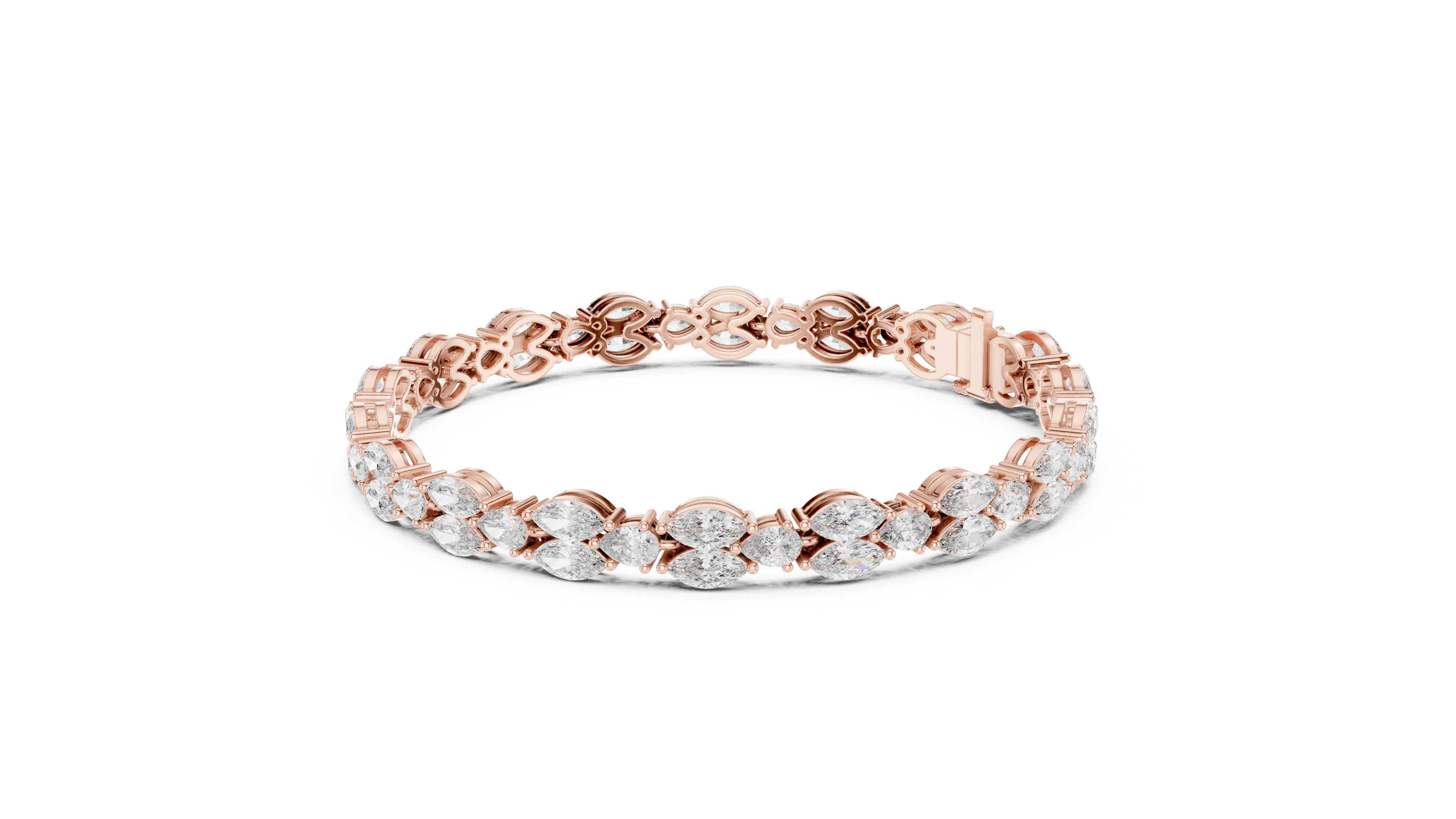 925 Silver Marquise Moissanite Leaf Vine Tennis Bracelet – 14k Gold Plated