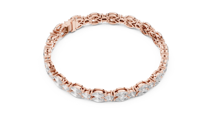 925 Silver Marquise Moissanite Leaf Vine Tennis Bracelet – 14k Gold Plated