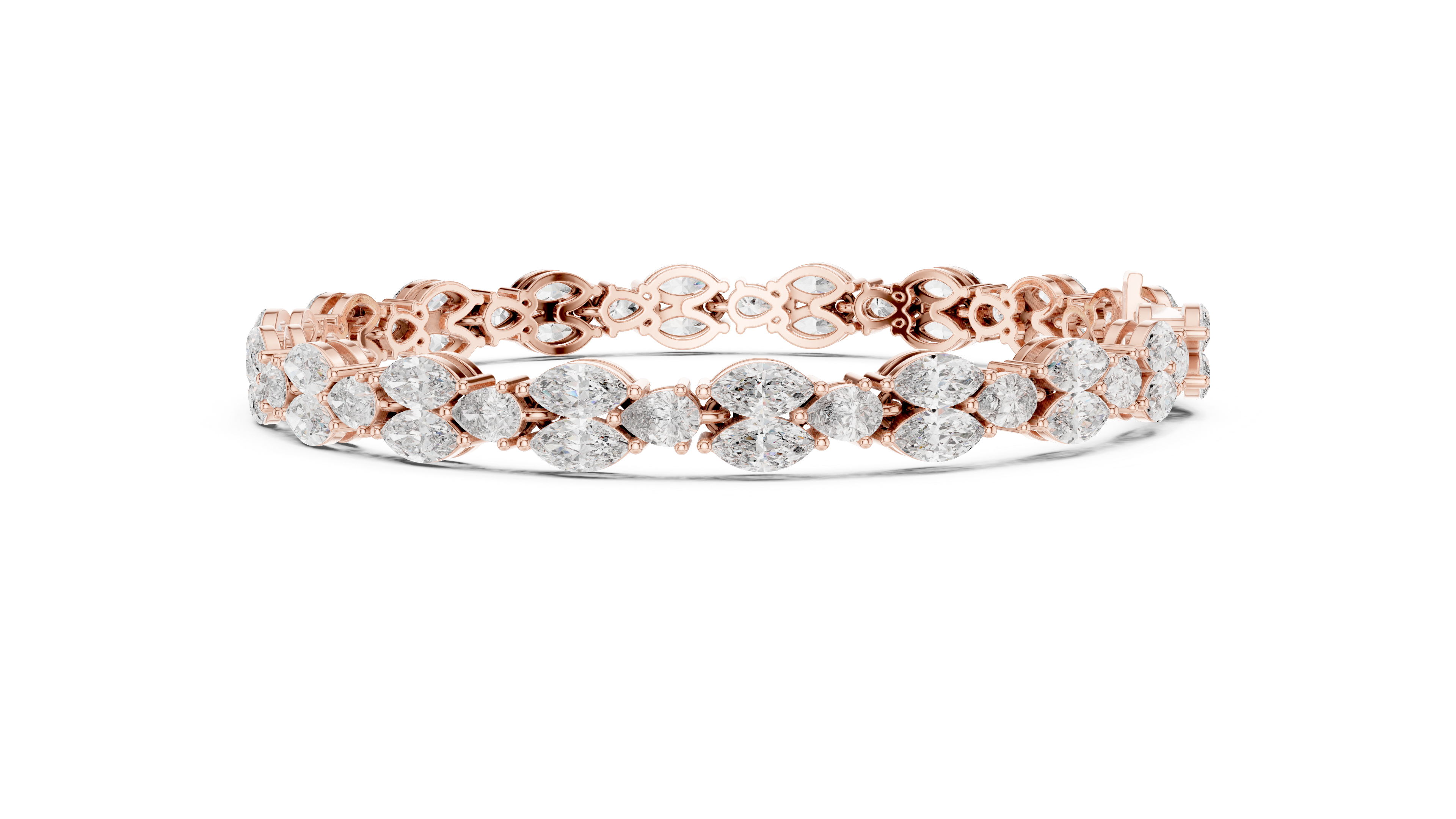 925 Silver Marquise Moissanite Leaf Vine Tennis Bracelet – 14k Gold Plated