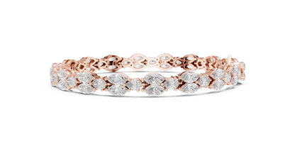 925 Silver Marquise Moissanite Leaf Vine Tennis Bracelet – 14k Gold Plated