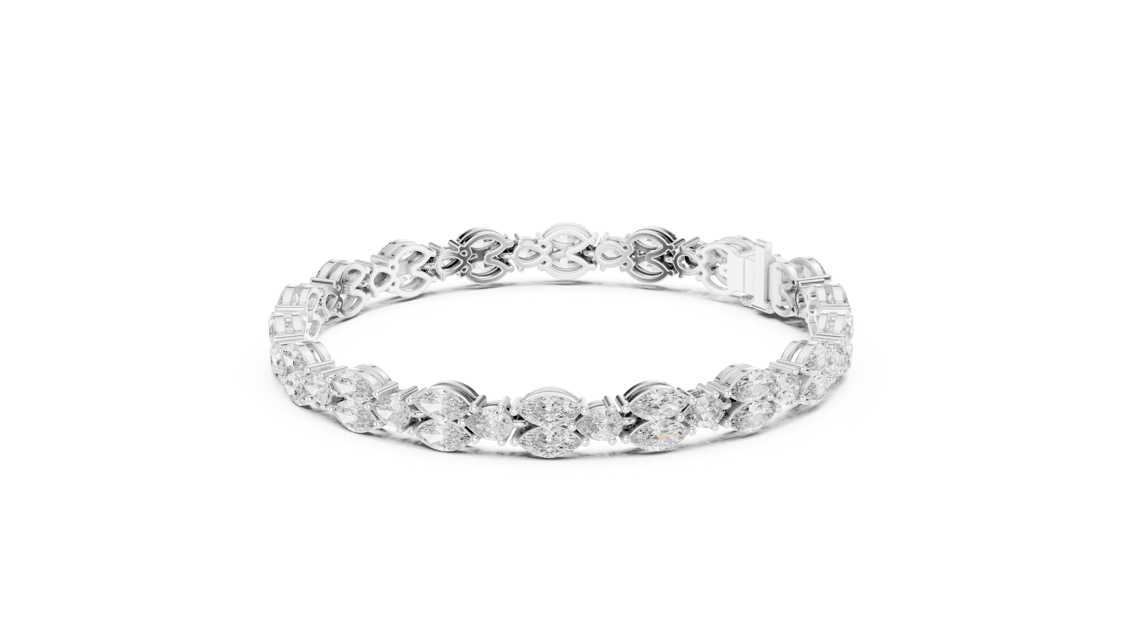 925 Silver Marquise Moissanite Leaf Vine Tennis Bracelet – 14k Gold Plated