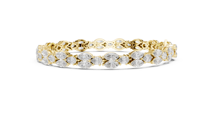 925 Silver Marquise Moissanite Leaf Vine Tennis Bracelet – 14k Gold Plated