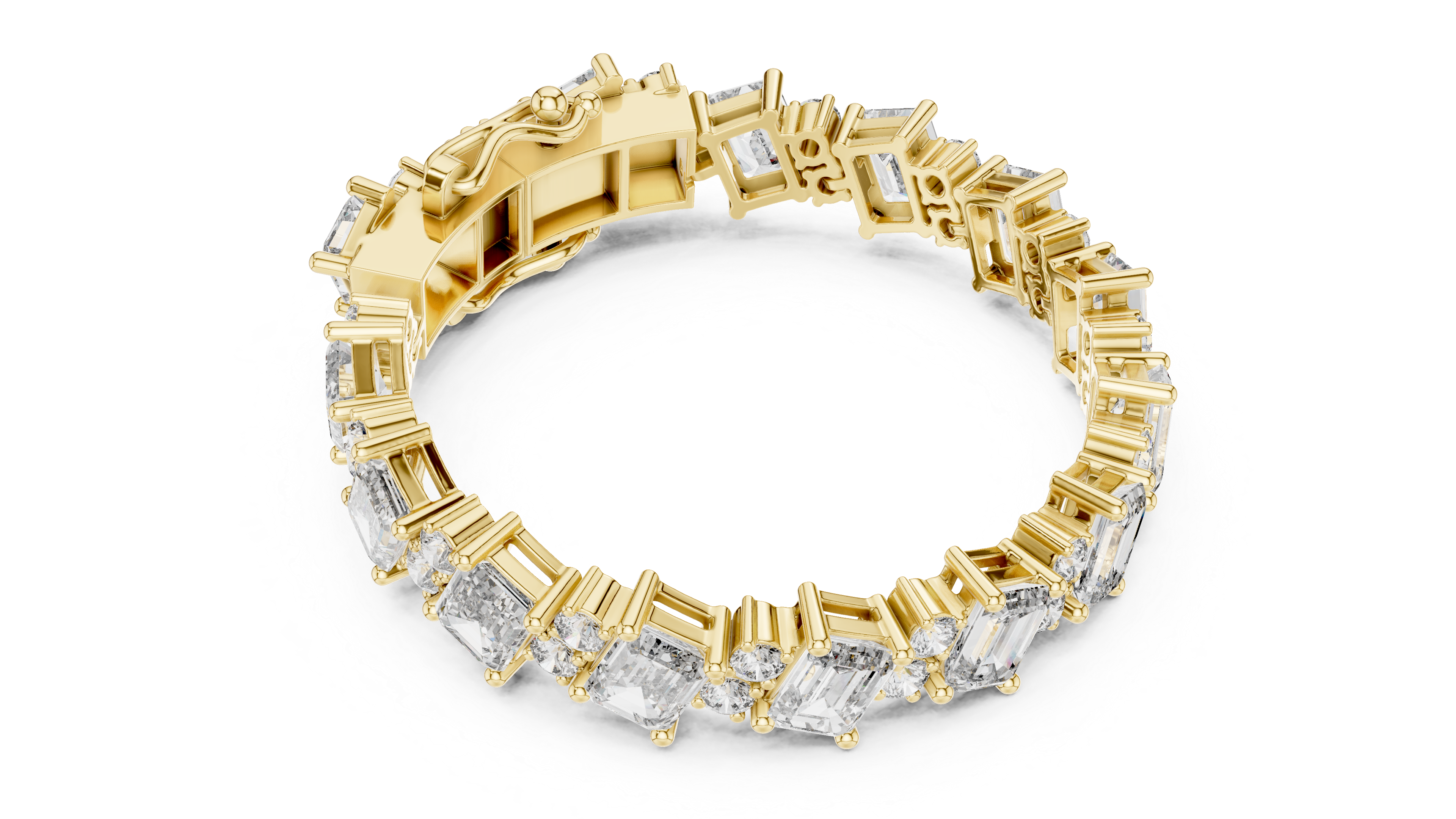 RKC 925 Sterling Silver 0,39Ct Moissanite női karkötő 14K sárga aranyozott, 11,50g