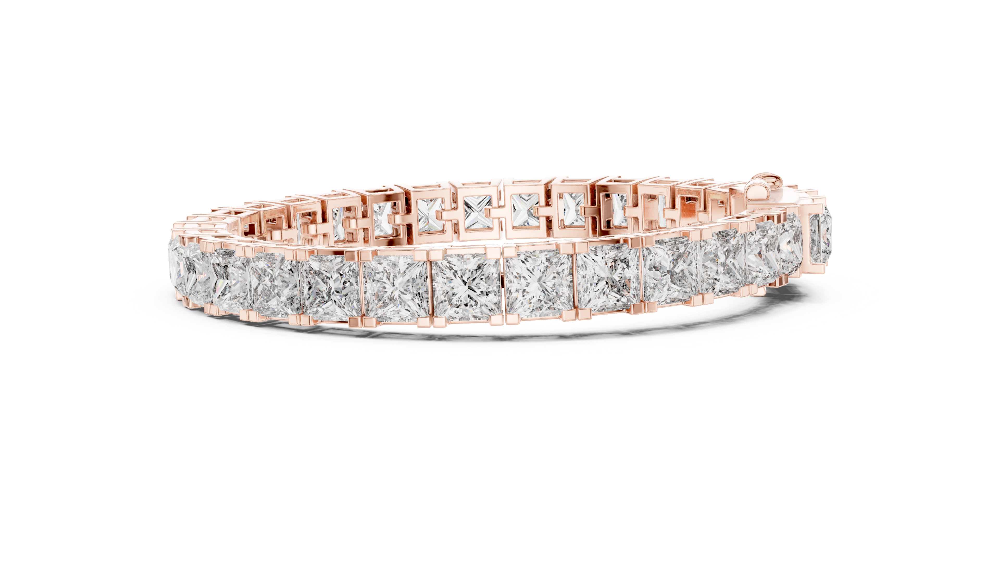 Princess Cut Moissanite Tennis Bracelet in 925 Silver – 14k Gold Finish