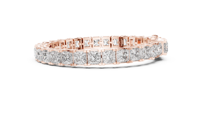 Princess Cut Moissanite Tennis Bracelet in 925 Silver – 14k Gold Finish