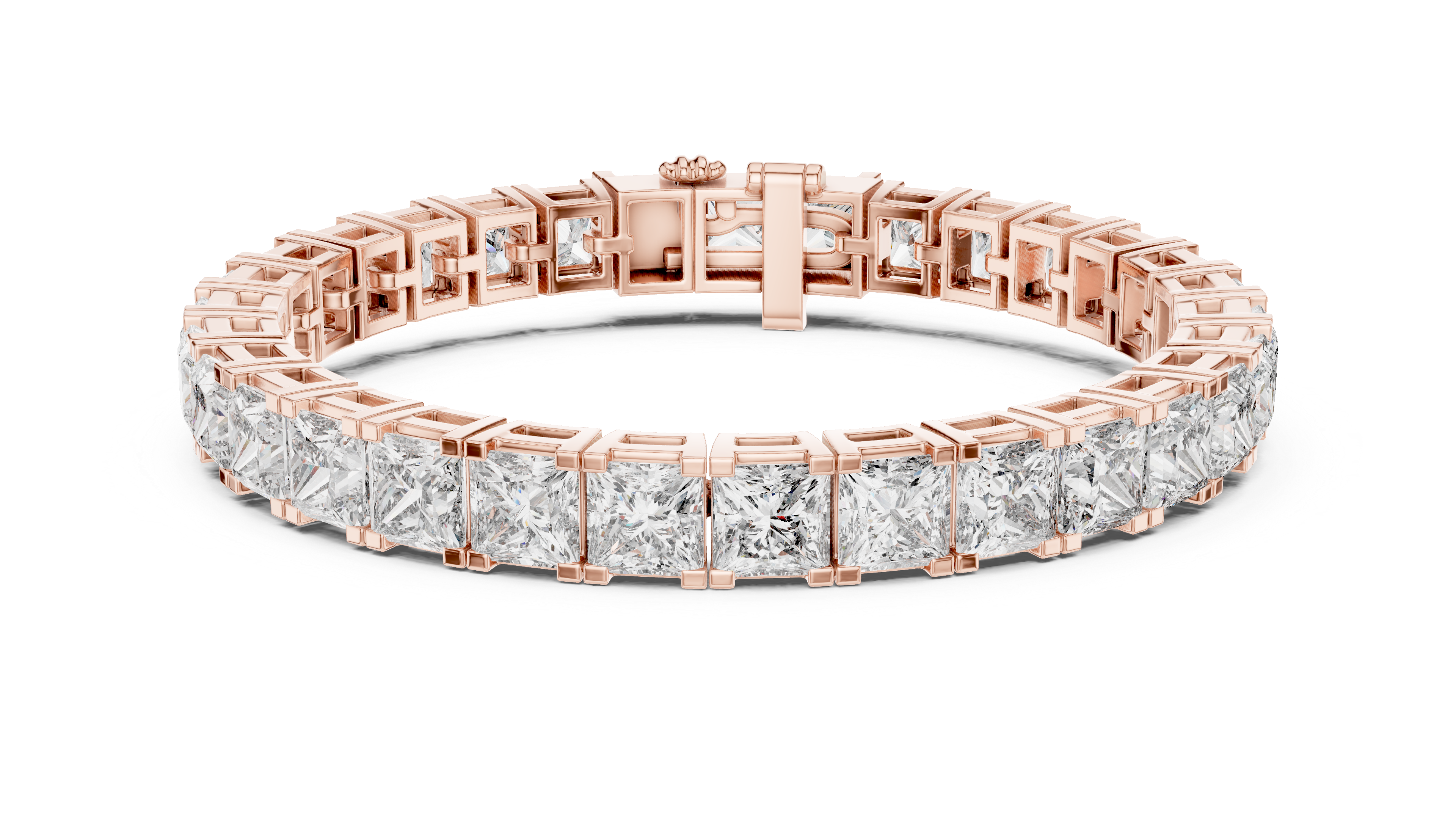 Princess Cut Moissanite Tennis Bracelet in 925 Silver – 14k Gold Finish