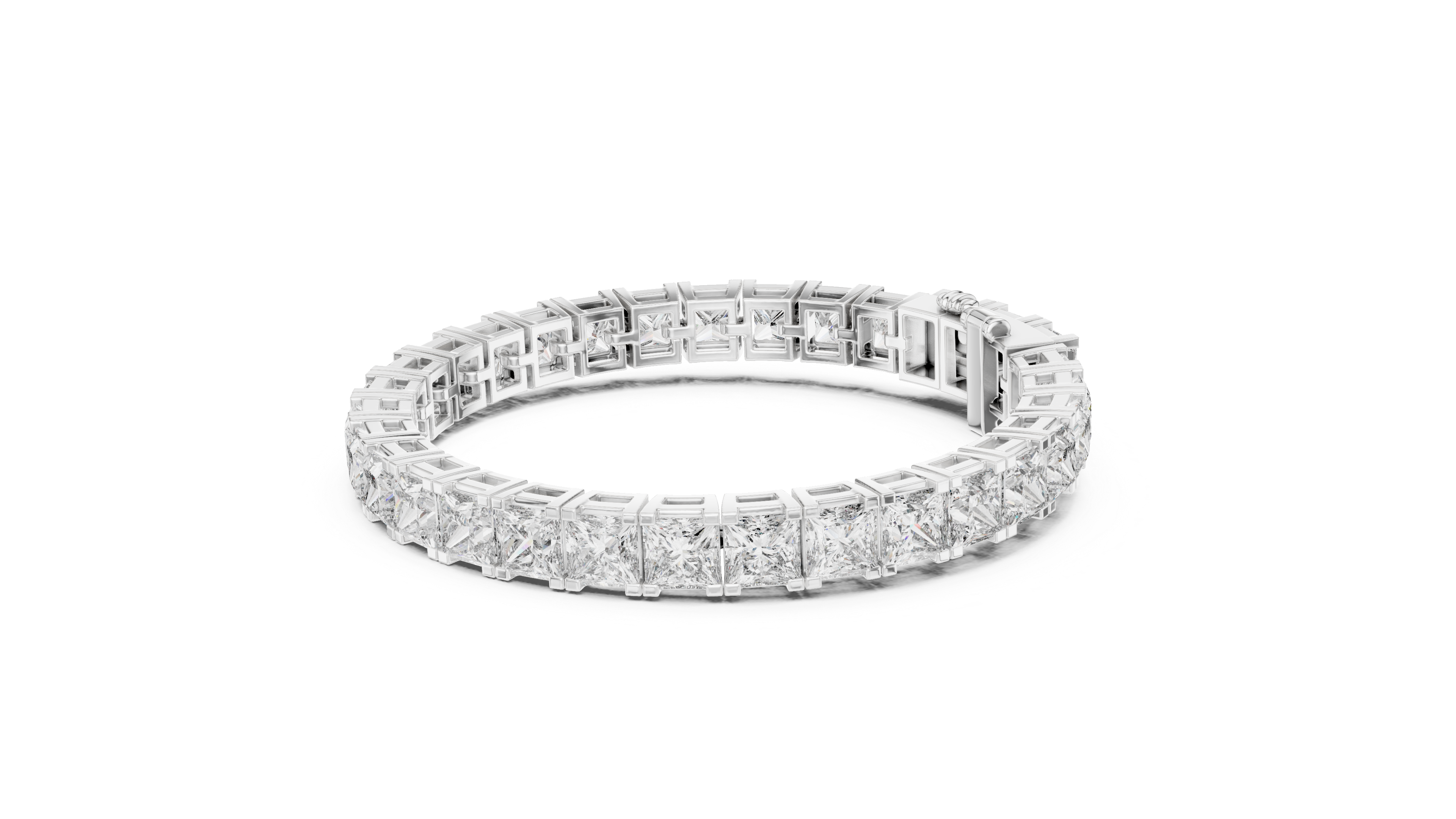 Princess Cut Moissanite Tennis Bracelet in 925 Silver – 14k Gold Finish