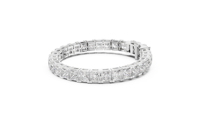 Princess Cut Moissanite Tennis Bracelet in 925 Silver – 14k Gold Finish