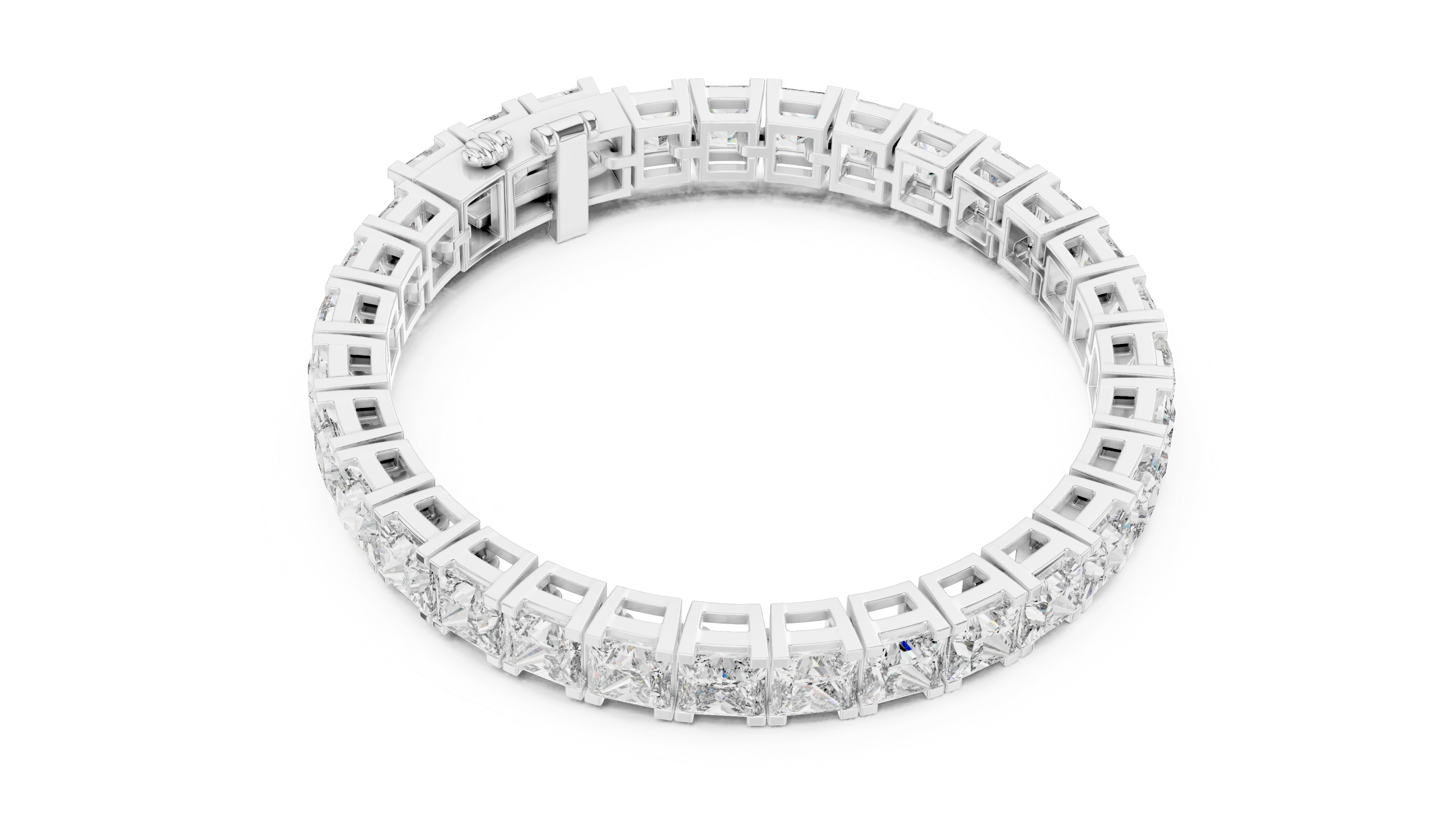 Princess Cut Moissanite Tennis Bracelet in 925 Silver – 14k Gold Finish