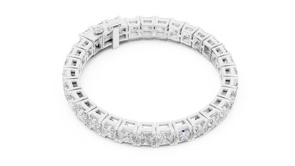 Princess Cut Moissanite Tennis Bracelet in 925 Silver – 14k Gold Finish