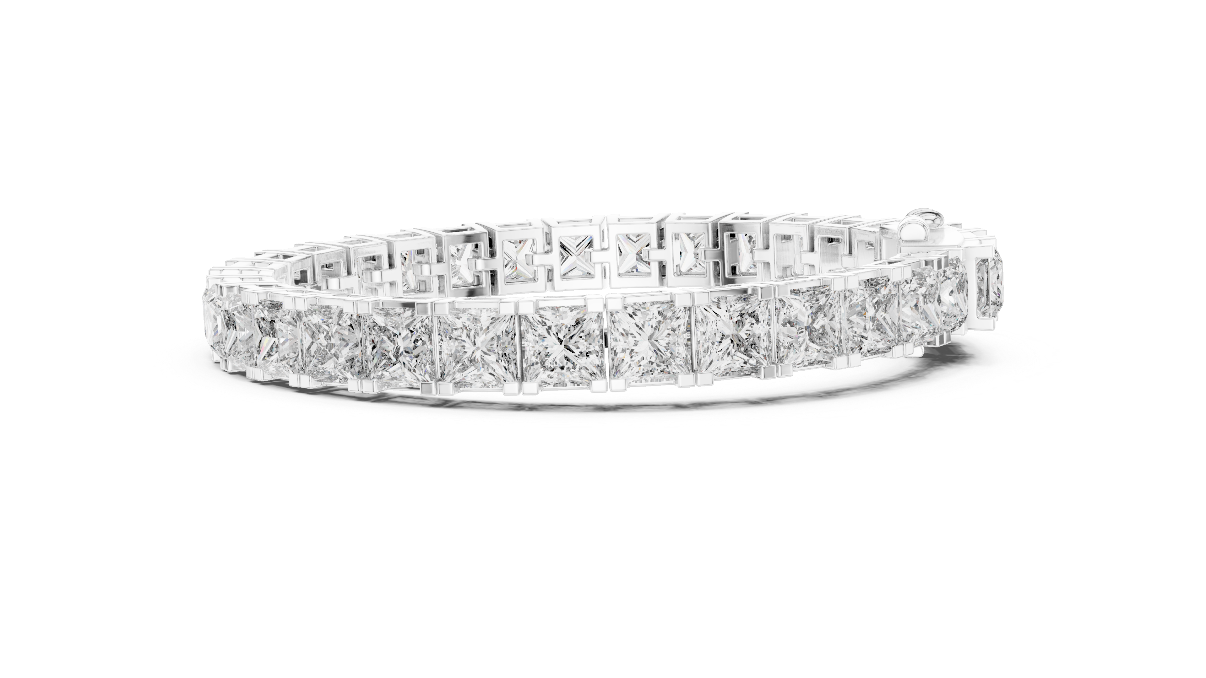 Princess Cut Moissanite Tennis Bracelet in 925 Silver – 14k Gold Finish