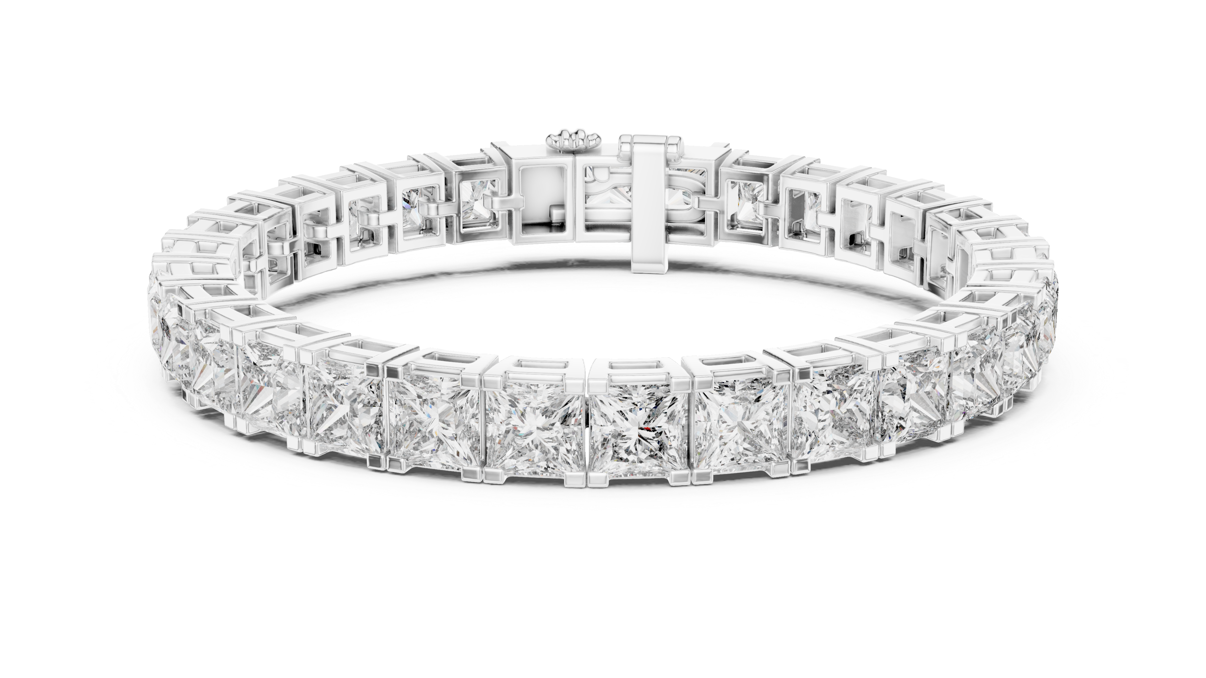 Princess Cut Moissanite Tennis Bracelet in 925 Silver – 14k Gold Finish