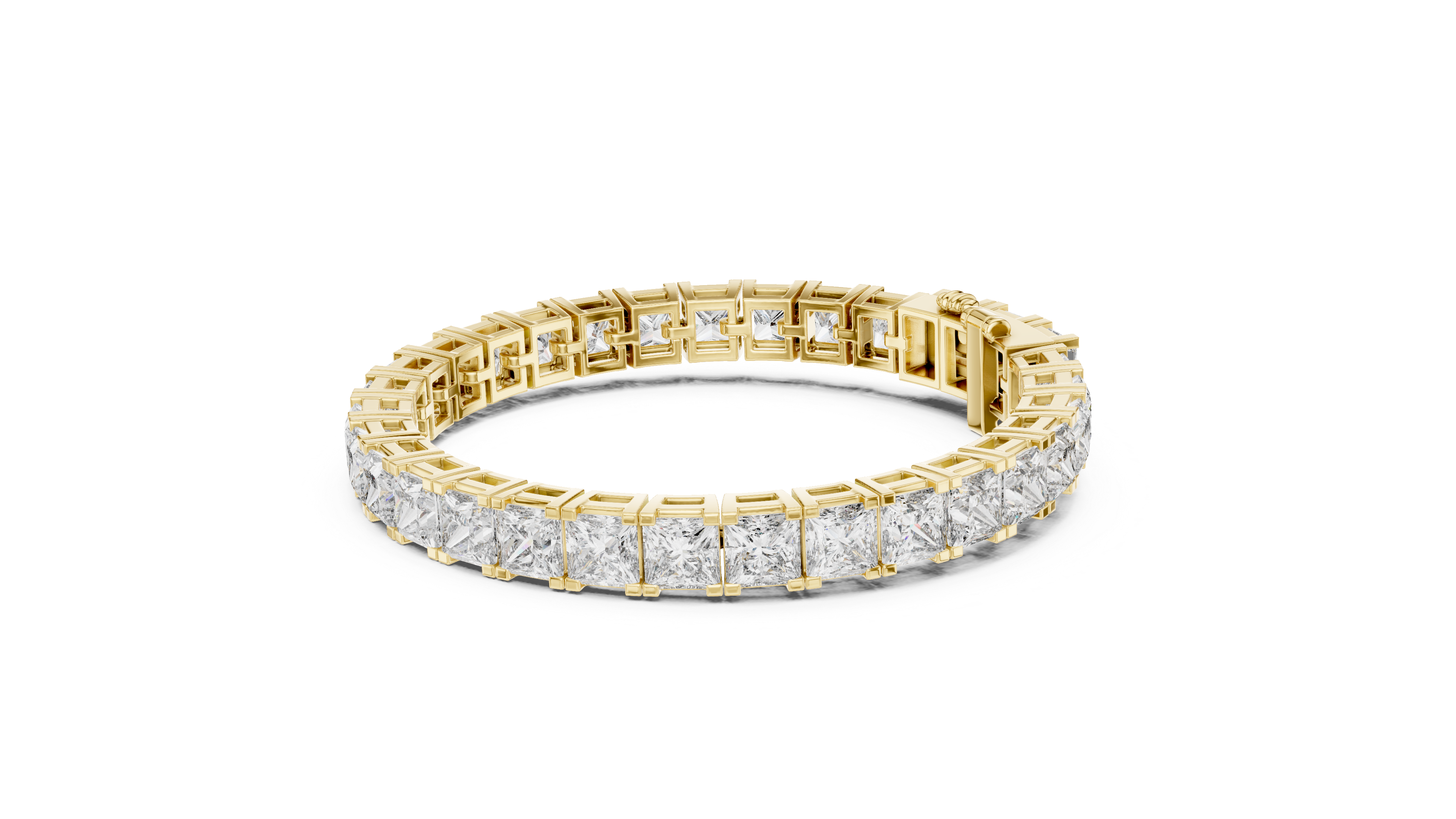 Princess Cut Moissanite Tennis Bracelet in 925 Silver – 14k Gold Finish