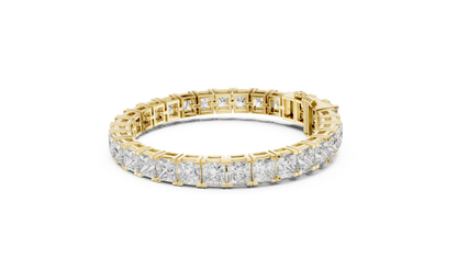 Princess Cut Moissanite Tennis Bracelet in 925 Silver – 14k Gold Finish