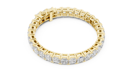 Princess Cut Moissanite Tennis Bracelet in 925 Silver – 14k Gold Finish