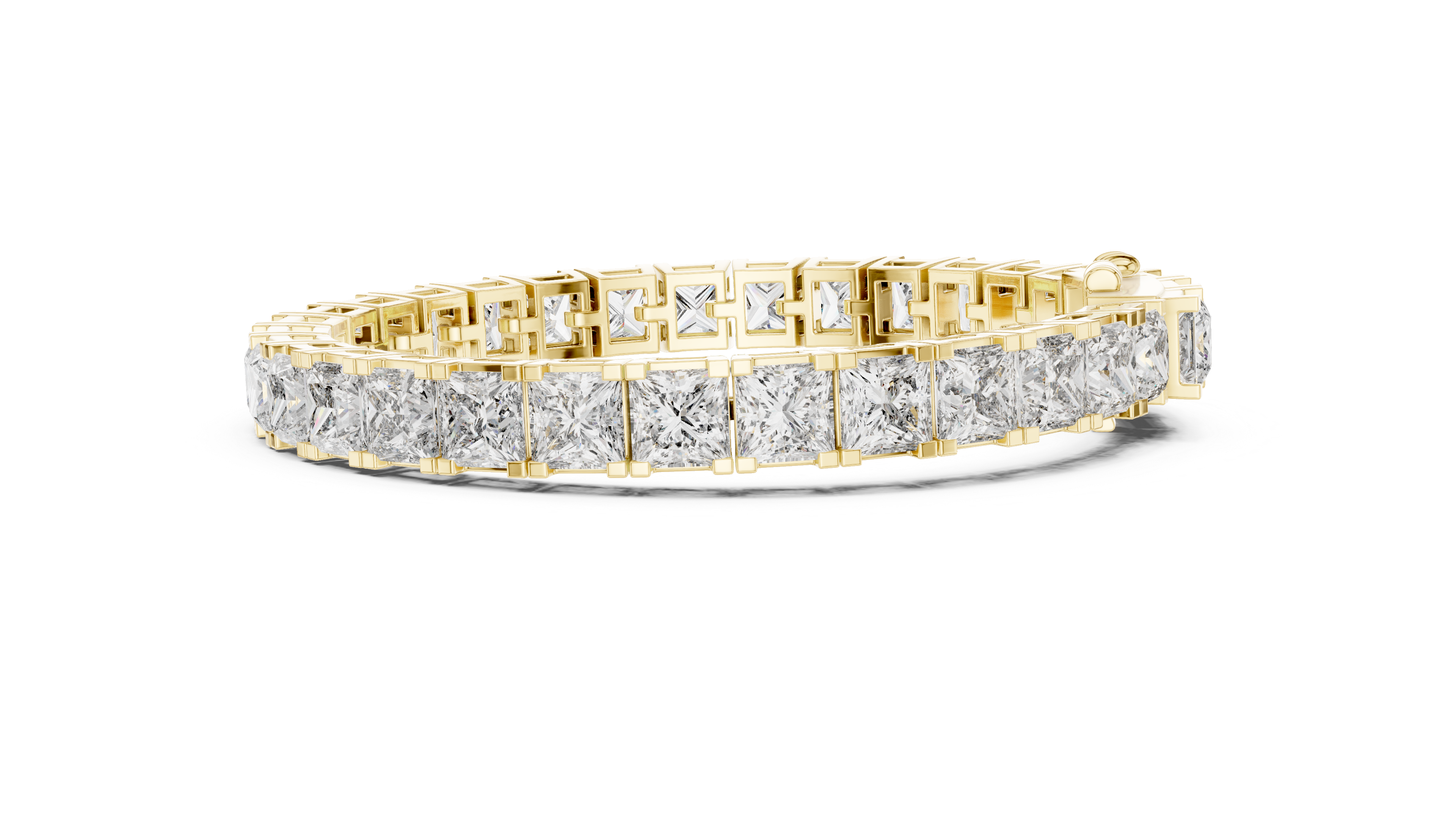 Princess Cut Moissanite Tennis Bracelet in 925 Silver – 14k Gold Finish