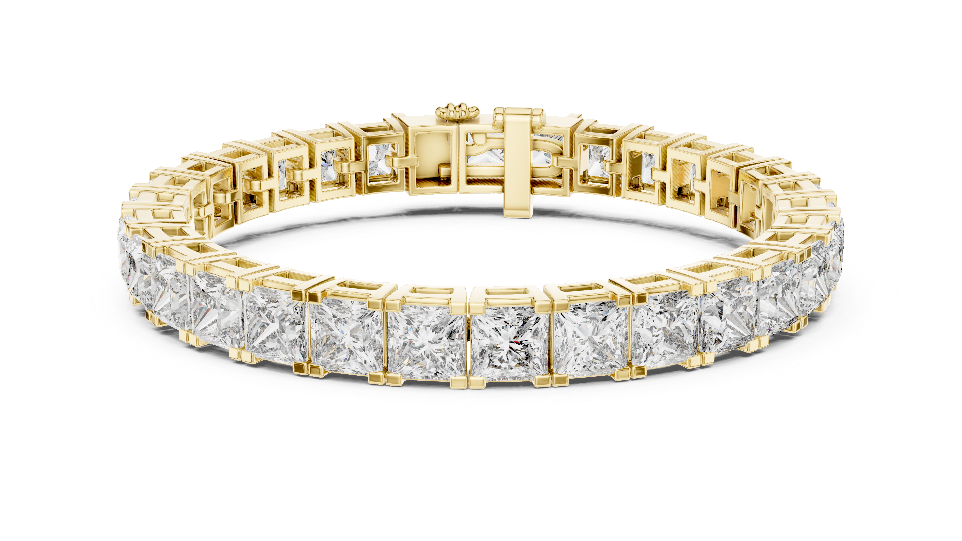 Princess Cut Moissanite Tennis Bracelet in 925 Silver – 14k Gold Finish