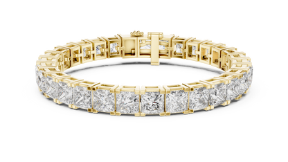 Princess Cut Moissanite Tennis Bracelet in 925 Silver – 14k Gold Finish
