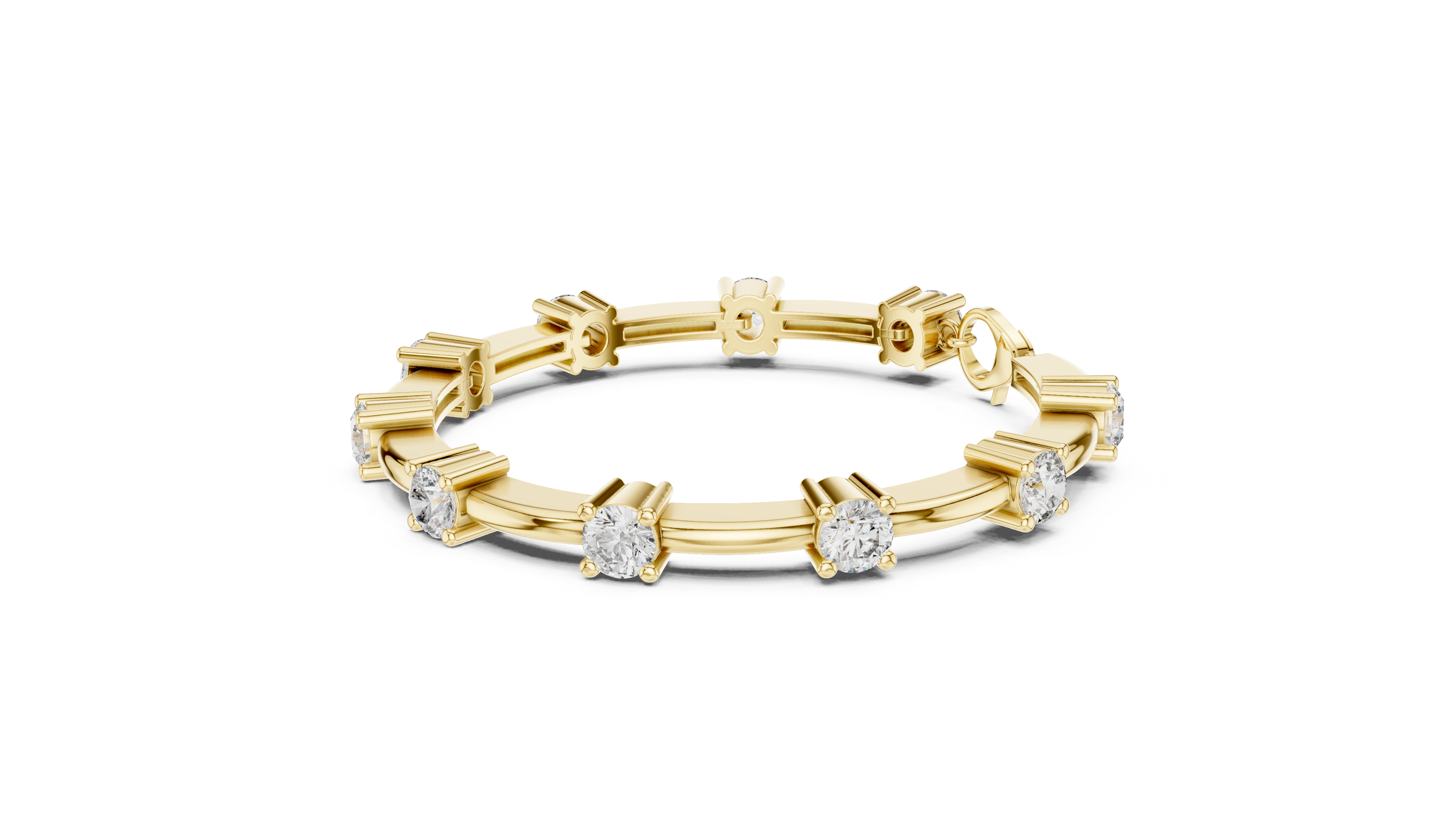 RKC 925 Perak Murni 0,39Ct Gelang Wanita Moissanite 14K Berlapis Emas Kuning Berat 11,50gm