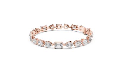 925 Silver Mixed Cut Moissanite Tennis Bracelet – 14K Gold Finish