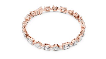 925 Silver Mixed Cut Moissanite Tennis Bracelet – 14K Gold Finish