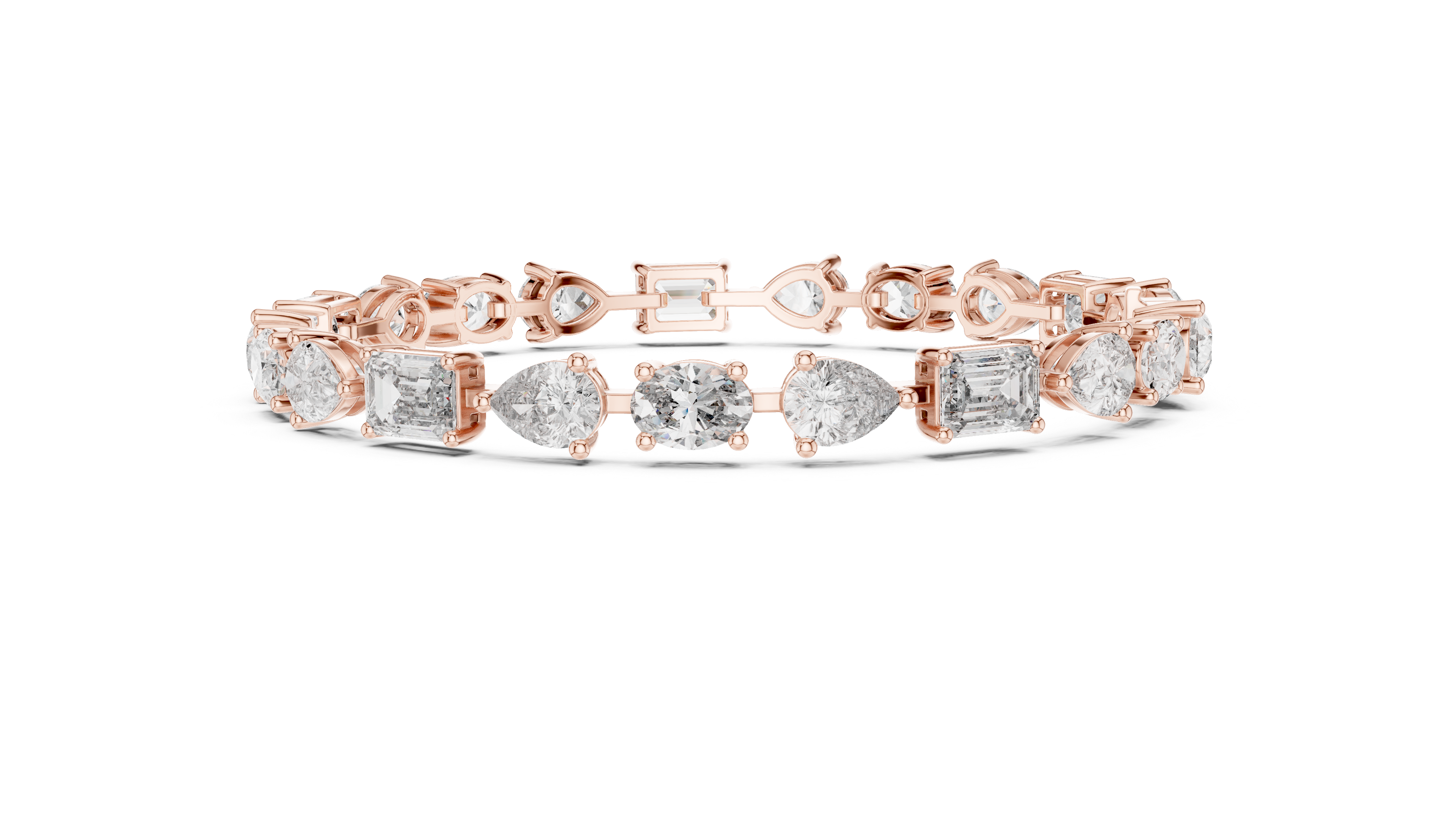 925 Silver Mixed Cut Moissanite Tennis Bracelet – 14K Gold Finish
