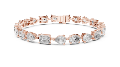 925 Silver Mixed Cut Moissanite Tennis Bracelet – 14K Gold Finish