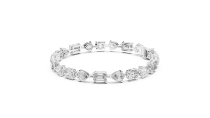 925 Silver Mixed Cut Moissanite Tennis Bracelet – 14K Gold Finish
