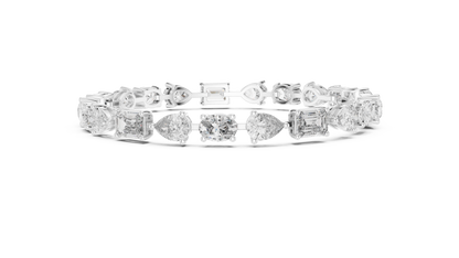 925 Silver Mixed Cut Moissanite Tennis Bracelet – 14K Gold Finish