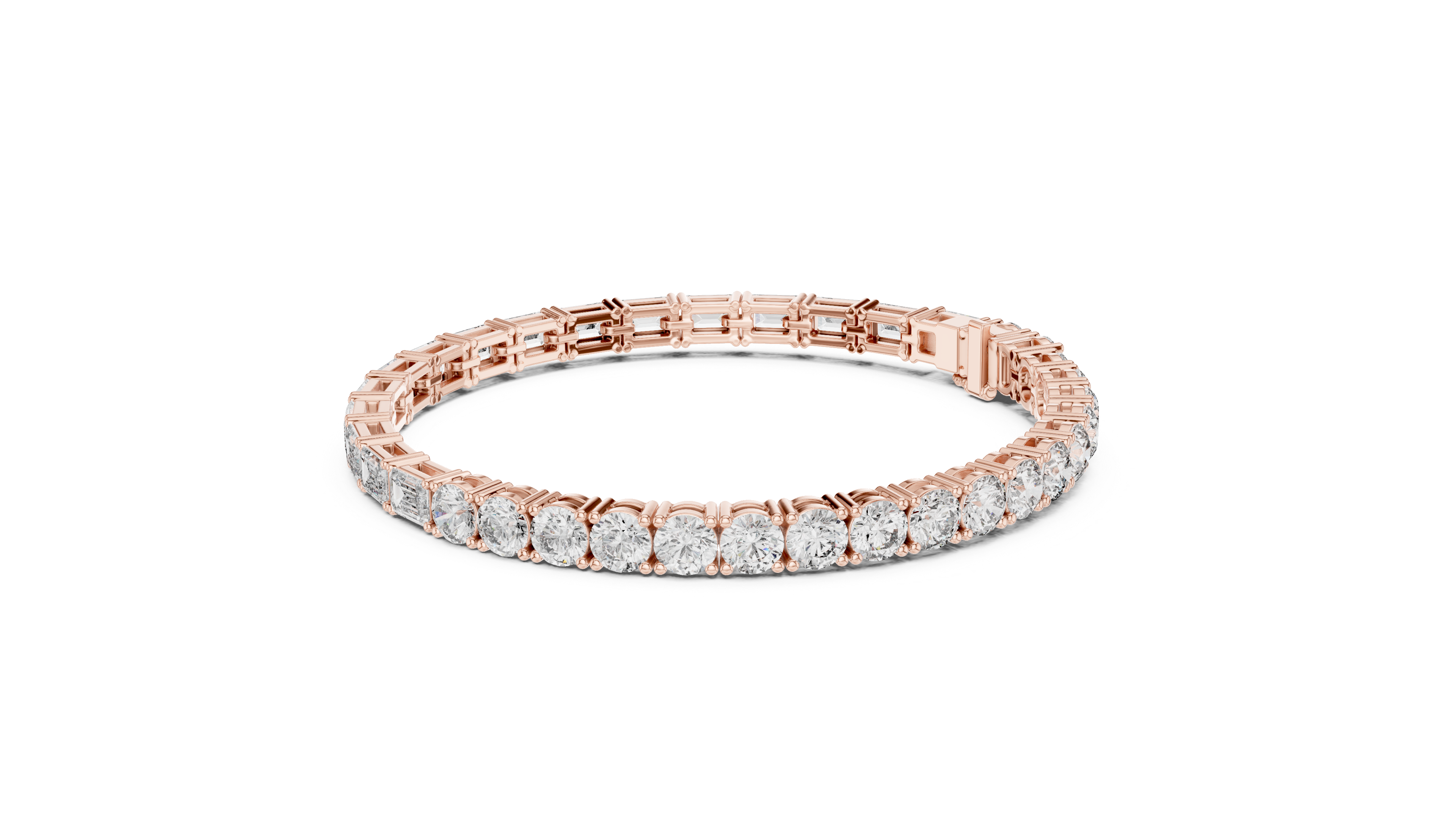 925 Silver Mixed-Cut Moissanite Tennis Bracelet – 14K Gold Finish