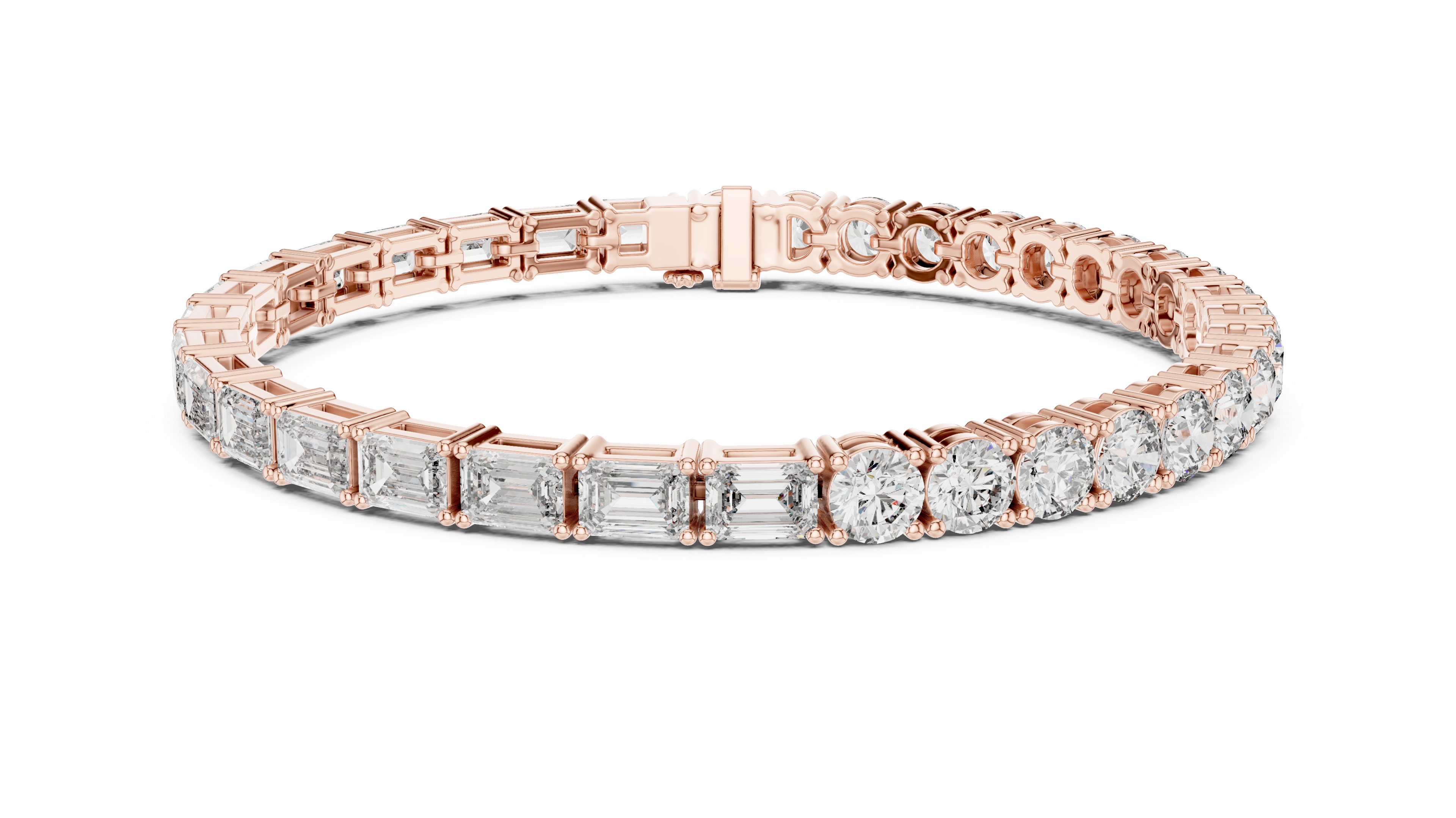 925 Silver Mixed-Cut Moissanite Tennis Bracelet – 14K Gold Finish
