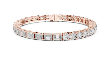 925 Silver Mixed-Cut Moissanite Tennis Bracelet – 14K Gold Finish