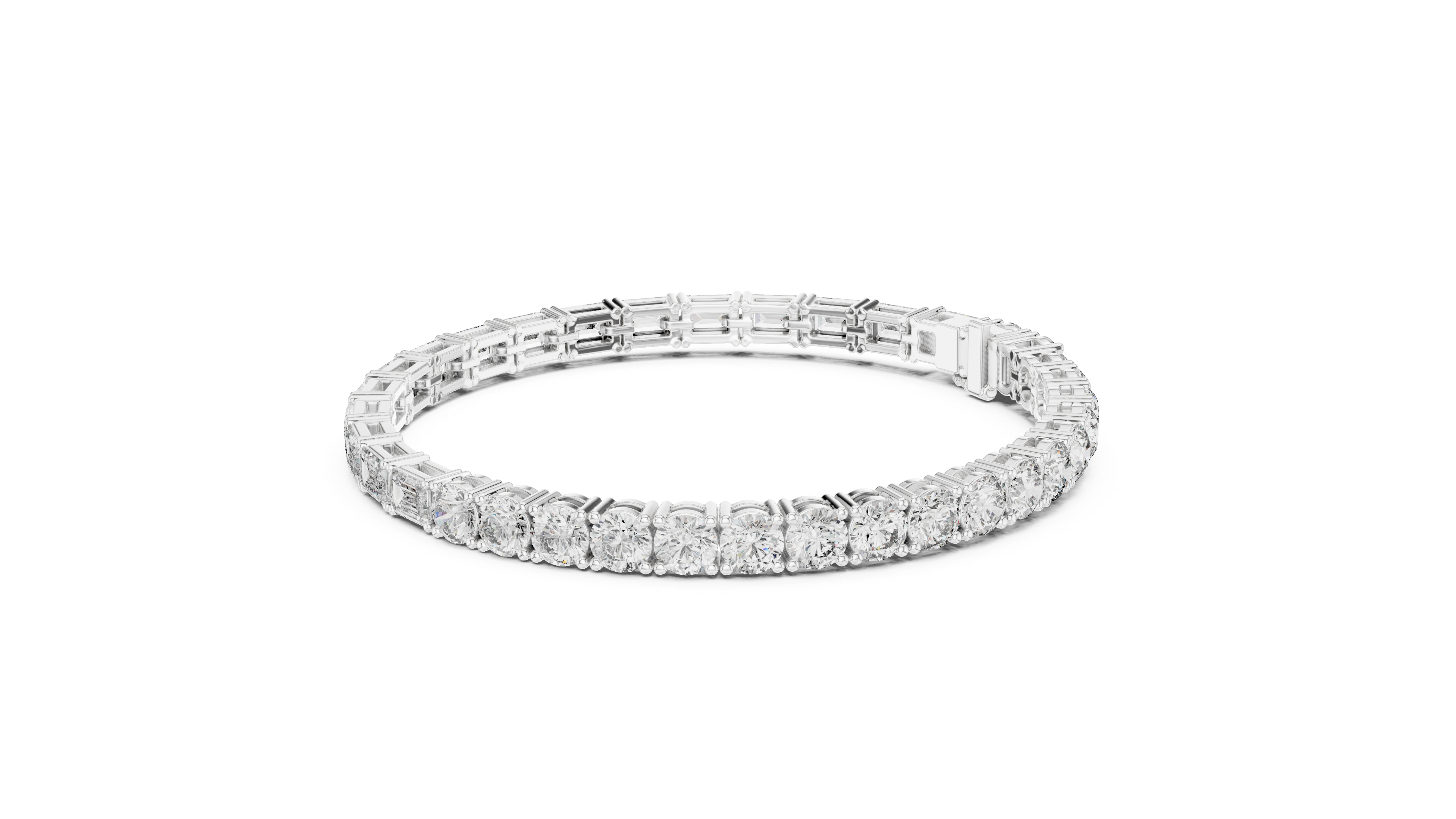 925 Silver Mixed-Cut Moissanite Tennis Bracelet – 14K Gold Finish