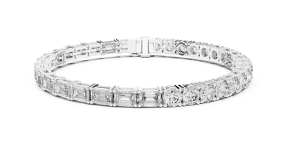 925 Silver Mixed-Cut Moissanite Tennis Bracelet – 14K Gold Finish