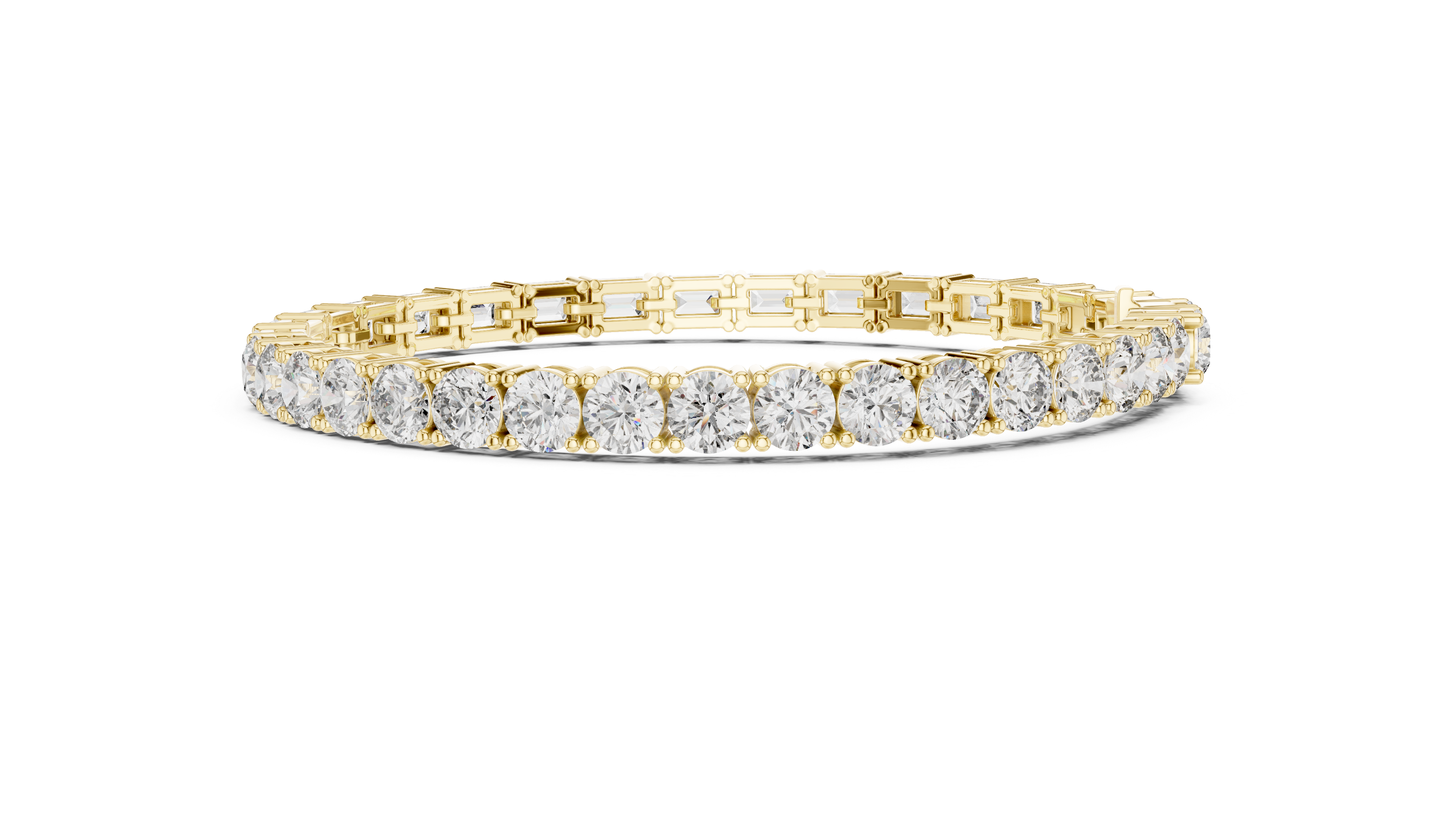 925 Silver Mixed-Cut Moissanite Tennis Bracelet – 14K Gold Finish