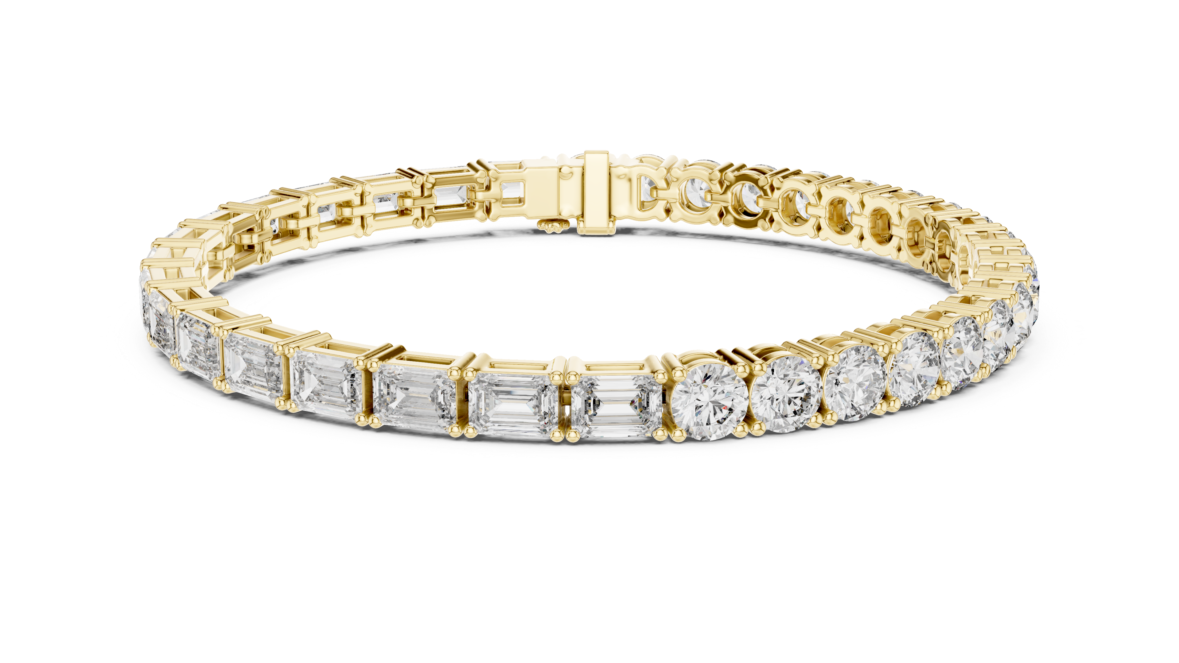 925 Silver Mixed-Cut Moissanite Tennis Bracelet – 14K Gold Finish
