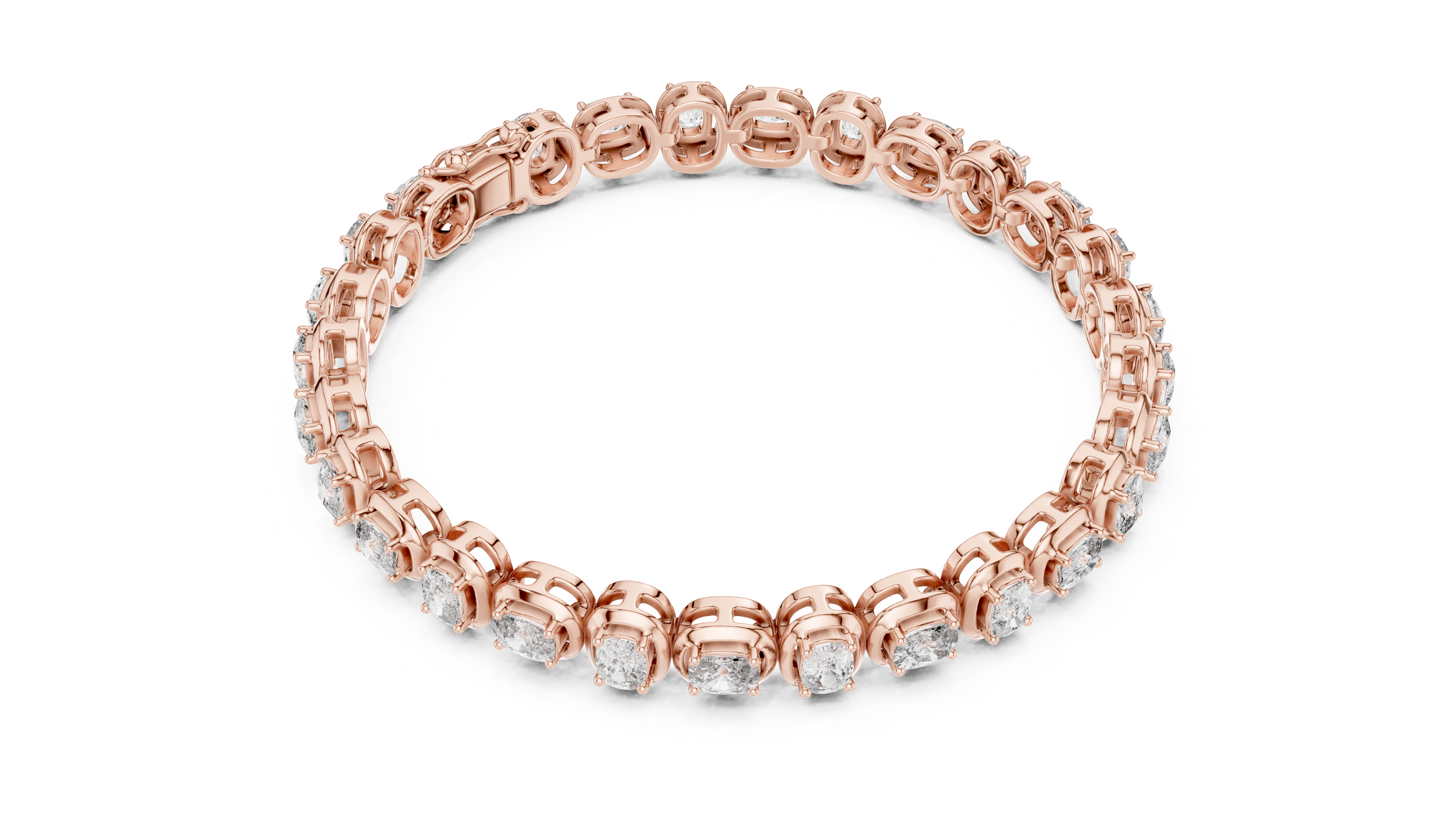 RKC 925 স্টার্লিং সিলভার 0.39Ct Moissanite মহিলাদের ব্রেসলেট 14K হলুদ সোনার প্রলেপ Wt 11.50gm