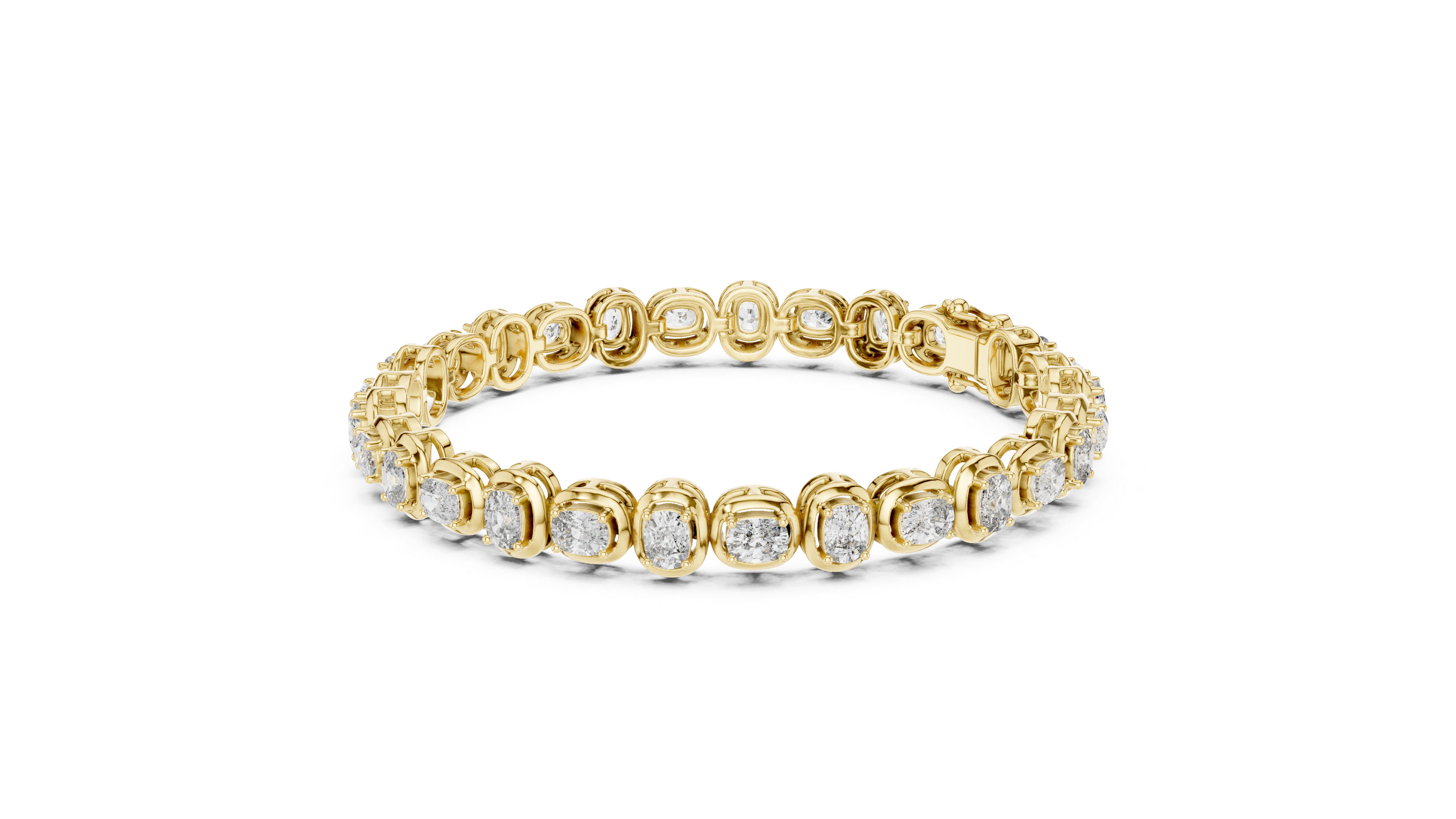 RKC 925 স্টার্লিং সিলভার 0.39Ct Moissanite মহিলাদের ব্রেসলেট 14K হলুদ সোনার প্রলেপ Wt 11.50gm