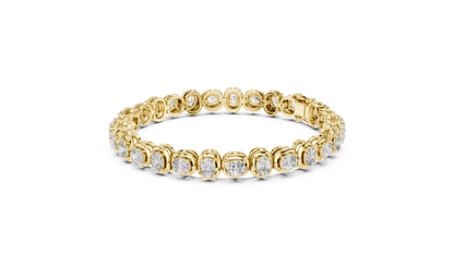 RKC 925 স্টার্লিং সিলভার 0.39Ct Moissanite মহিলাদের ব্রেসলেট 14K হলুদ সোনার প্রলেপ Wt 11.50gm