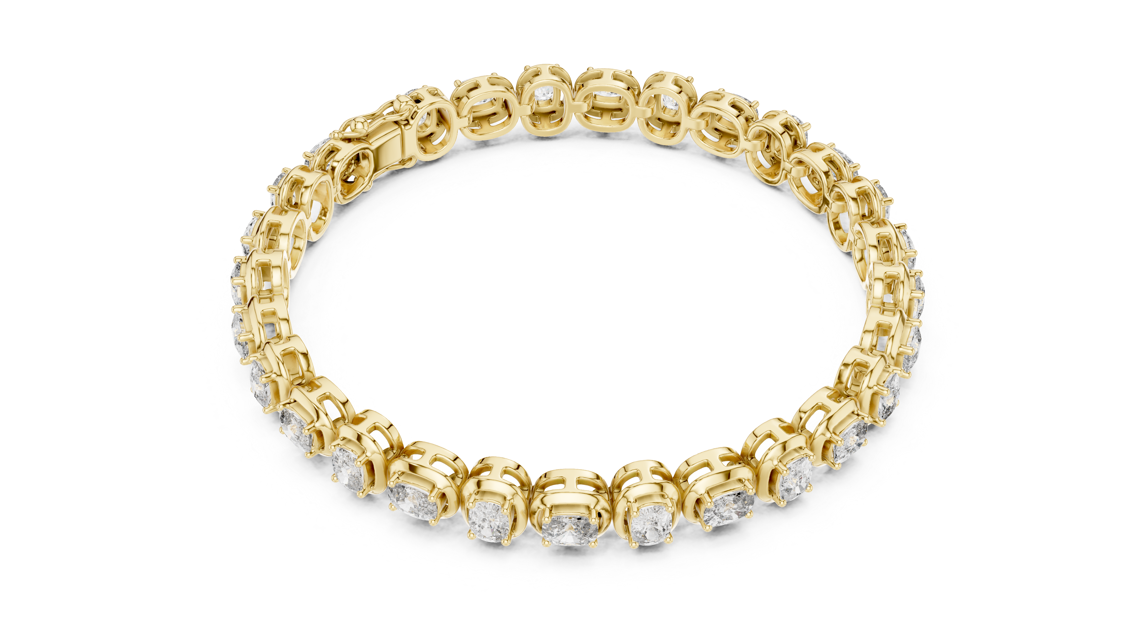 RKC 925 স্টার্লিং সিলভার 0.39Ct Moissanite মহিলাদের ব্রেসলেট 14K হলুদ সোনার প্রলেপ Wt 11.50gm