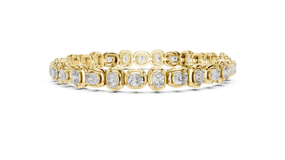 RKC 925 স্টার্লিং সিলভার 0.39Ct Moissanite মহিলাদের ব্রেসলেট 14K হলুদ সোনার প্রলেপ Wt 11.50gm