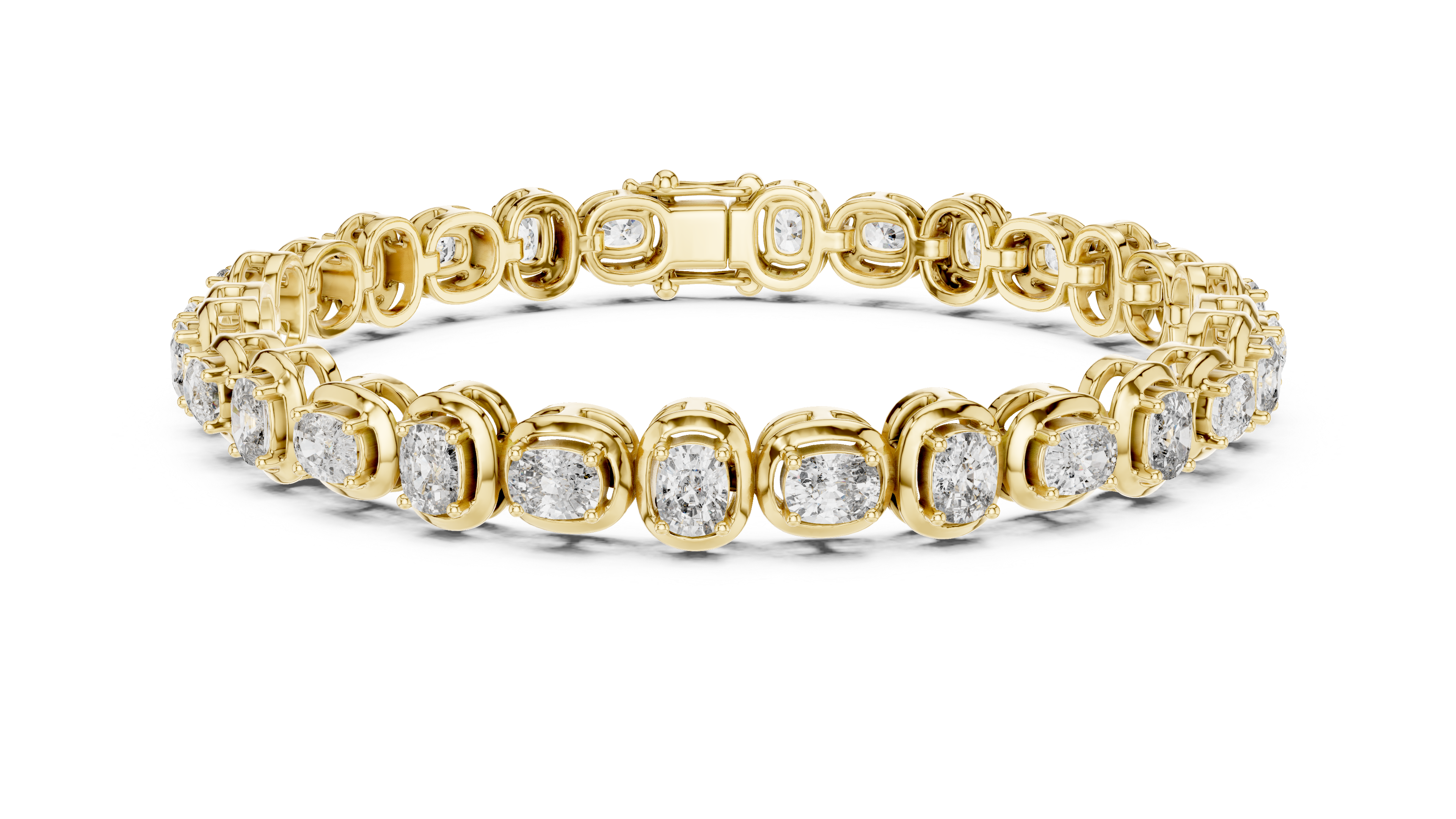 RKC 925 স্টার্লিং সিলভার 0.39Ct Moissanite মহিলাদের ব্রেসলেট 14K হলুদ সোনার প্রলেপ Wt 11.50gm