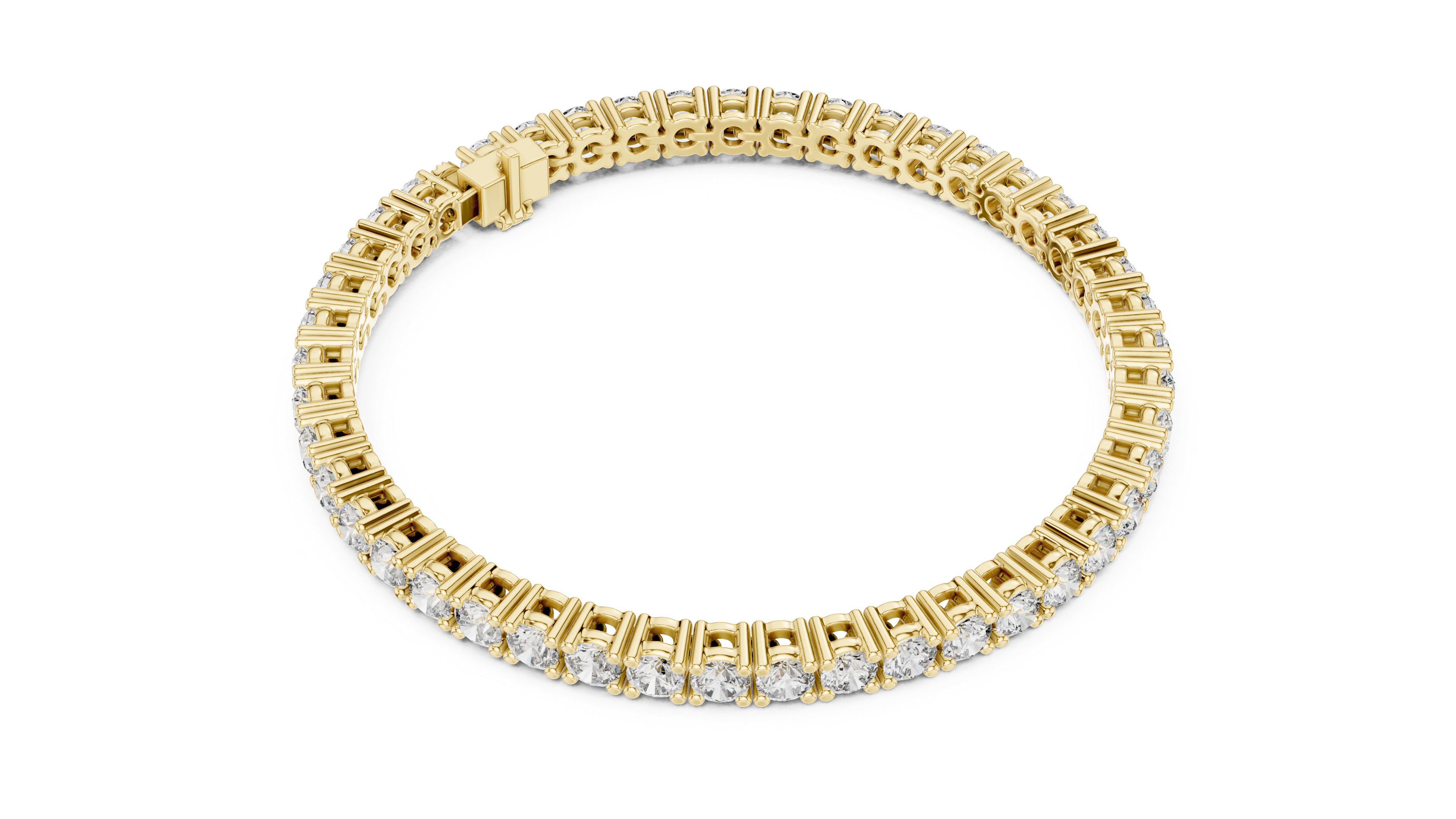 925 Silver Classic Round-Cut Moissanite Tennis Bracelet 14K Gold Plated