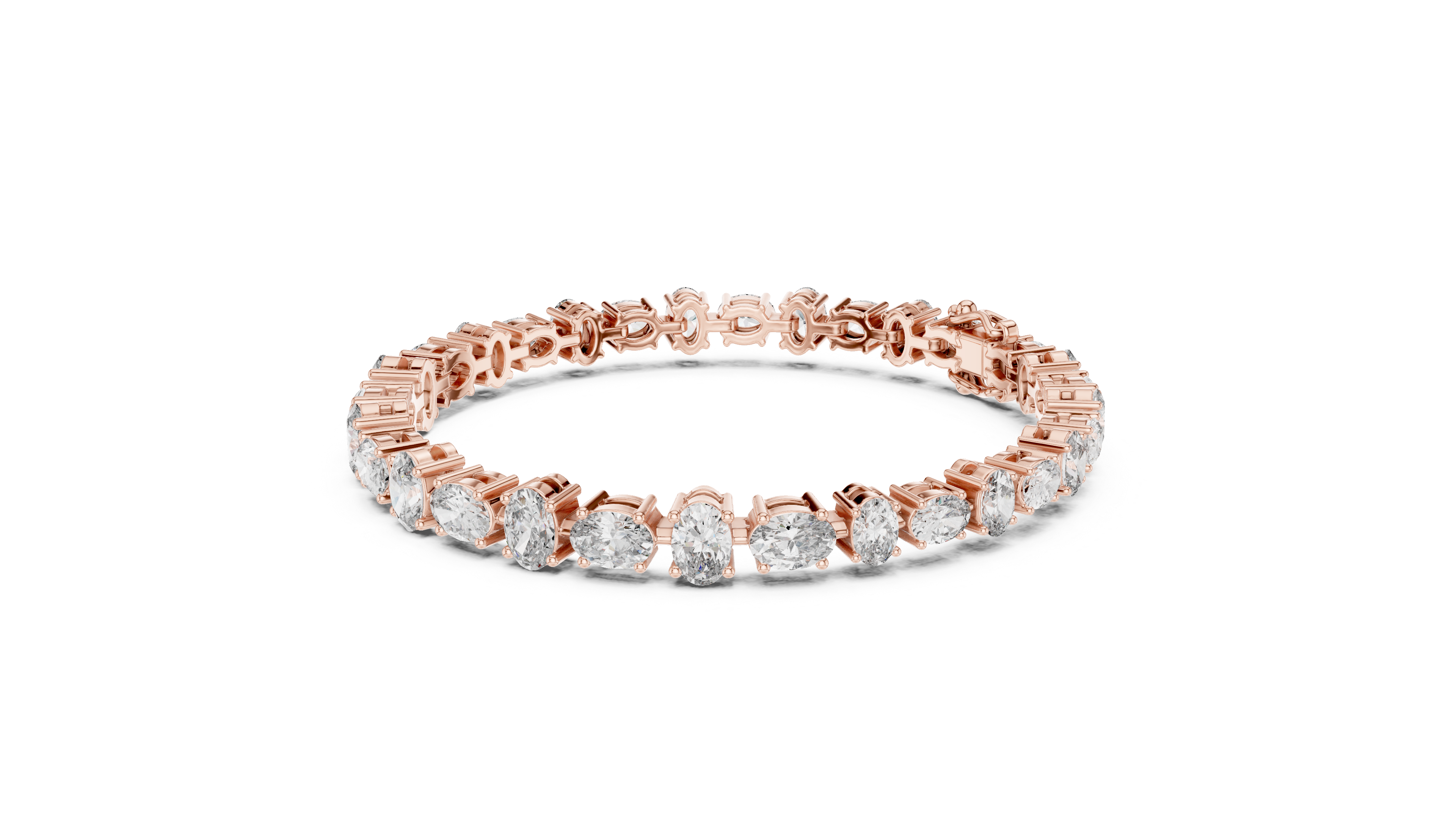 925 Silver Alternating Oval-Cut Moissanite Tennis Bracelet 14K Gold Plated