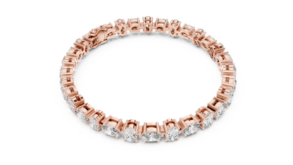 925 Silver Alternating Oval-Cut Moissanite Tennis Bracelet 14K Gold Plated