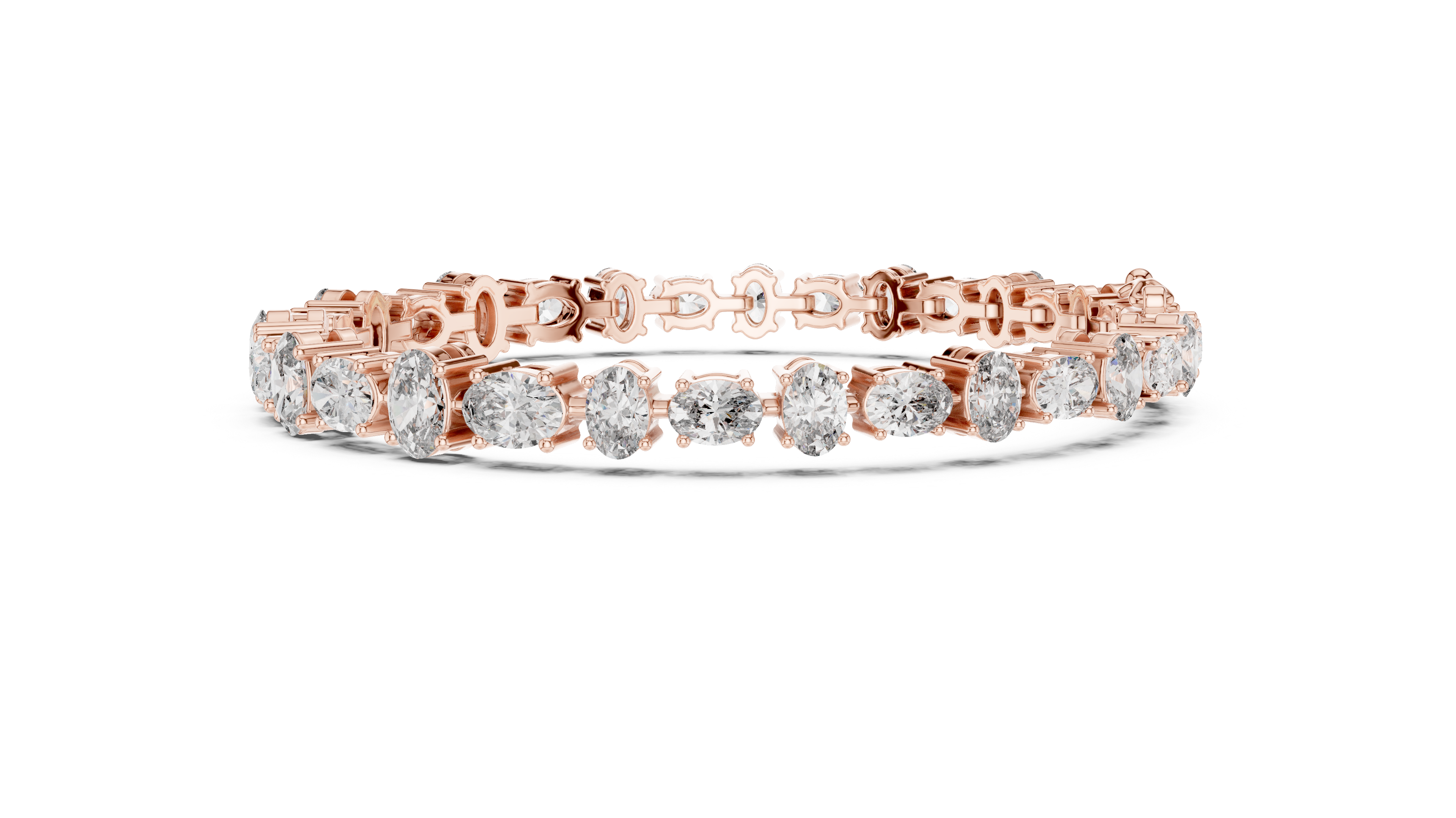 925 Silver Alternating Oval-Cut Moissanite Tennis Bracelet 14K Gold Plated