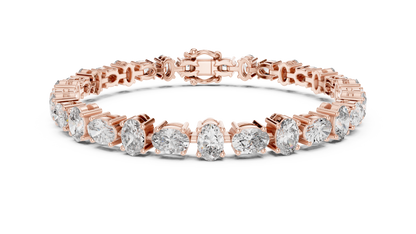 925 Silver Alternating Oval-Cut Moissanite Tennis Bracelet 14K Gold Plated